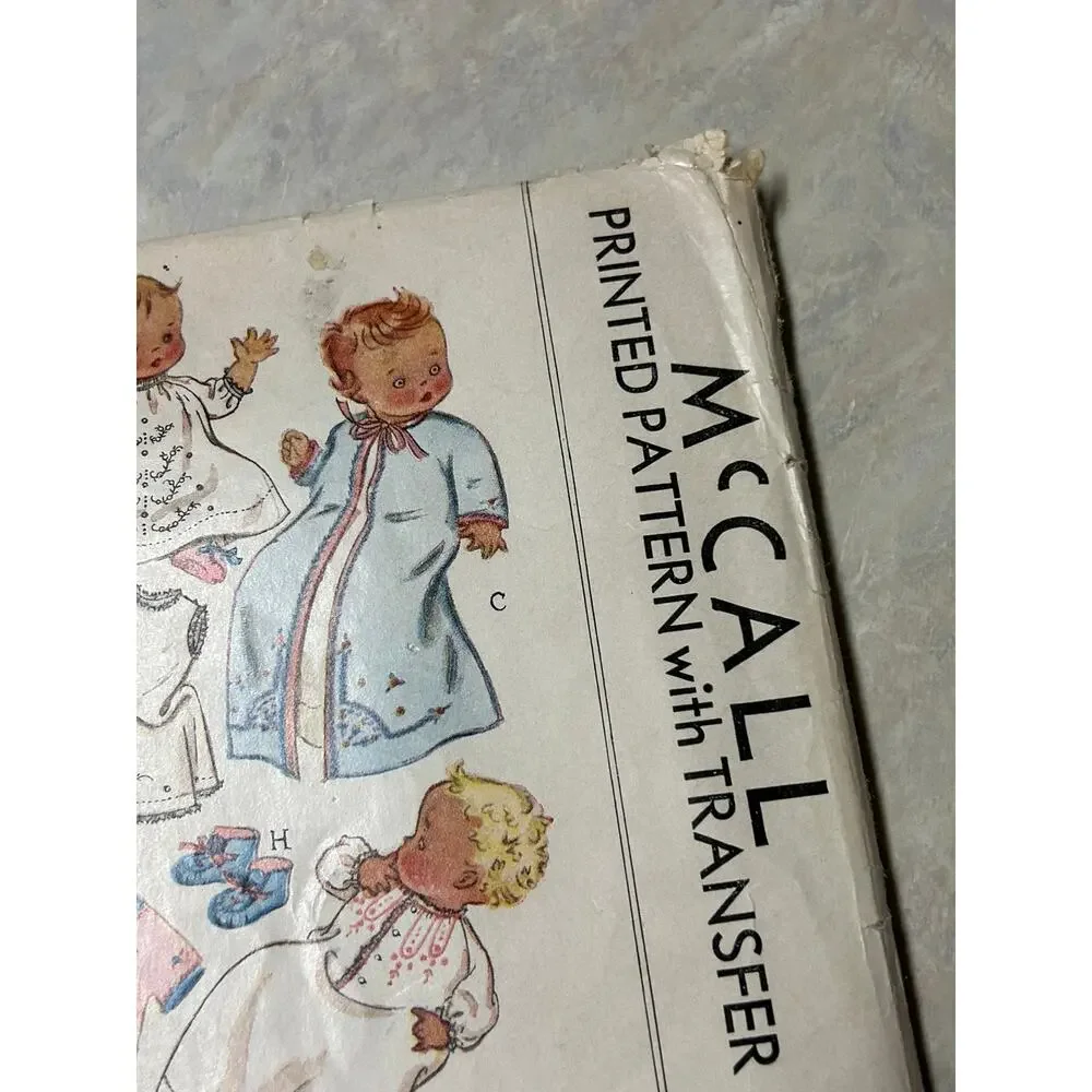 Vintage 1940's McCall Pattern #773 Baby Embroidered Layette‎ One Size